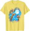 Animals howling blue 3 Giraffe Howling at The Moon Colorful Blue T-Shirt - Lemon Yellow