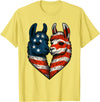 Fourth of July Clothing Co. Patriotic Llamas Heart American Flag 4th of July Graphic T-Shirt - Lemon Yellow