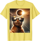 eclipse solar shirt 2024 eclipse funny cat shirt cat taking a selfie with solar 2024 eclipse wearing Glasses T-Shirt