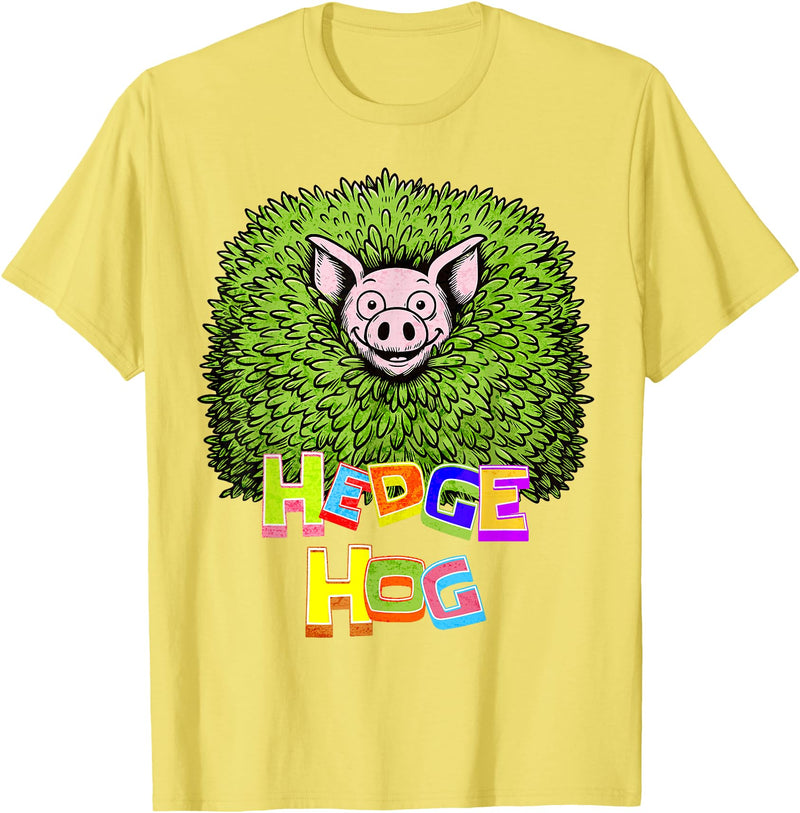 Wild Critter Lover Fun Farmer Combination Tees Hedge Hog Funny Hedgehog Pun Cute Animal How I Roll Pig Farm T-Shirt - Lemon Yellow