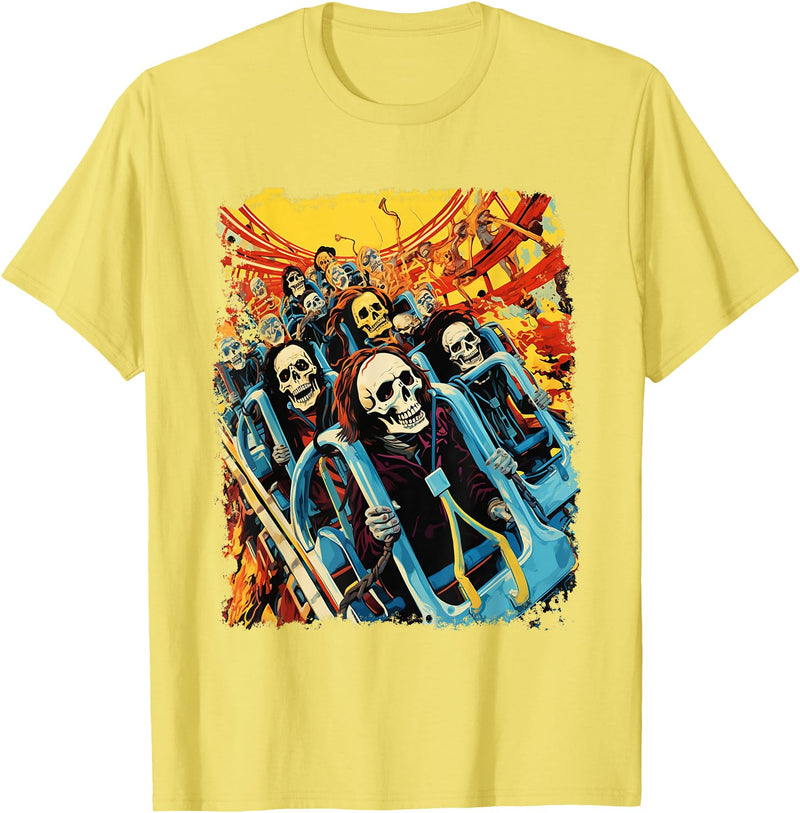 Amortuus Skeleton Roller Coaster T-Shirt - Lemon Yellow