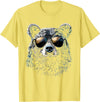 Forest Illustration Bear Art Nature Bear Wearing Sunglasses Wildlife Artwork Graphic Bear T-Shirt - Lemon Yellow