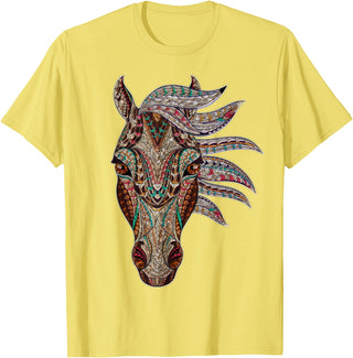 Horse Art Studios Horse Tribal Abstract Art Native American Style T-Shirt - Lemon Yellow