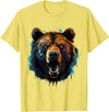 Forest Animal Art Bear Portrait Splash Forest Artwork Animal Lovers Motif T-Shirt - Lemon Yellow
