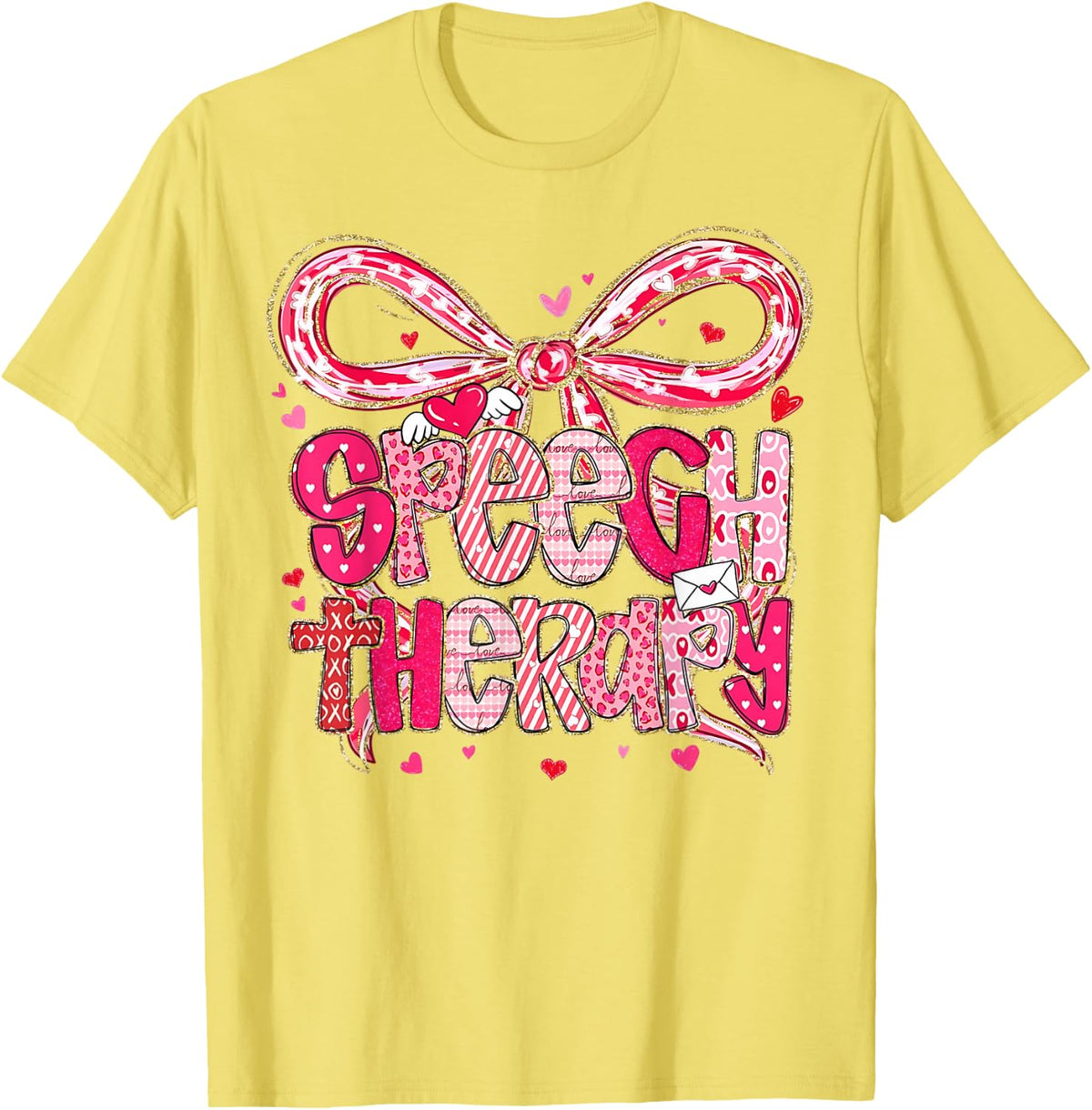 Speech Language Pathologist Valentines Day SLP Therapy T-Shirt - Lemon Yellow