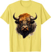 Safari Animal Art Buffalo Animal Print Portrait Bison Nature Artwork T-Shirt - Lemon Yellow