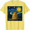 Hamster Starry Night Van Gogh Art for Men Women Kids T-Shirt - Lemon Yellow