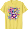 Vibrant Colorful Teddy Bear Illustration Rainbow Splash Teddy Bear T-Shirt - Lemon Yellow