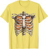 Ribcage Pumpkin Spooky Halloween Women Men Kids Retro Vintage 90s Ribcage Pumpkin Face Horror Halloween T-Shirt - Lemon