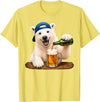 Funny Polar Bear Beer Happy Apparel Polar Bear Drinking Beer Funny Animal Meme Lovers Men Women T-Shirt - Lemon Yellow