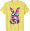Bunny Face with Tie Dye Glasses Happy Easter Day Men Boy Kid T-Shirt in Lemon Yellow