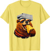 Retro Bear with Cheese for Boys Funny Animal humor Retro Bear Eating Cheese with a Grater Hat T-Shirt - Lemon Yellow