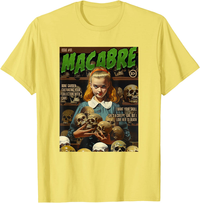 Last Gasp Graphics Skull Collector 1950s Horror Comic Cover T-Shirt - Lemon Yellow