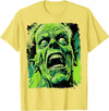 FrightNightFits Classic Horror Green Evil Crazy Scientist Freak Halloween T-Shirt - Lemon Yellow