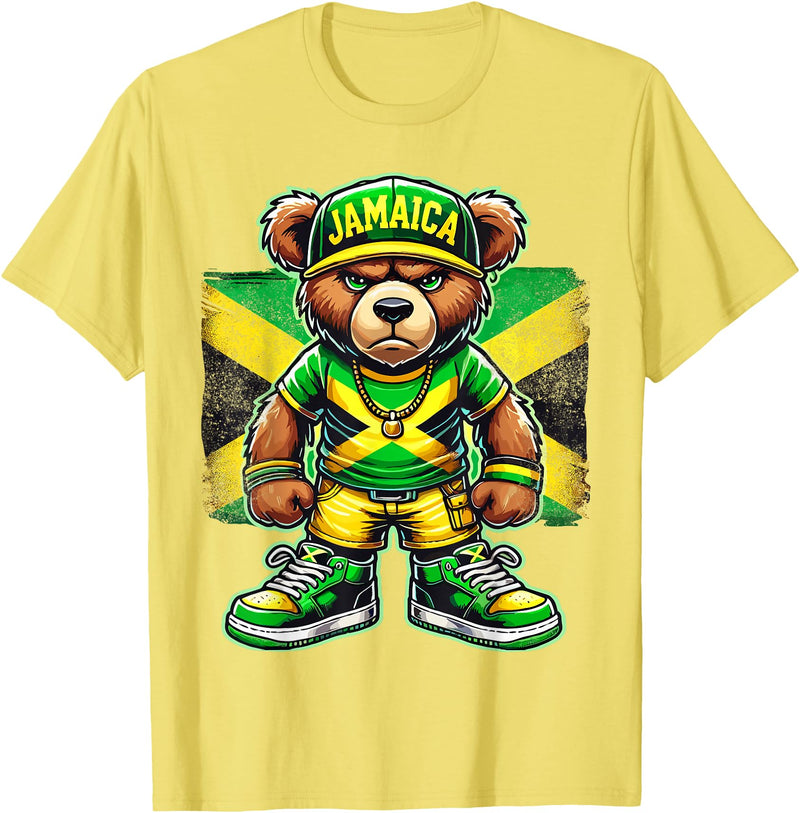 Jamaica Flag Lover Jamaica Flag Teddy Bear Jamaican T-Shirt - Lemon Yellow