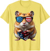 Hamster 4th Of July American Independence Day USA Patriotic T-Shirt - Lemon Yellow