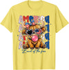 Patriotic Highland Cow Land of The Free Women Girl Highland Cow 4th July American Flag Coquette Bow Floral T-Shirt - Lemon