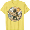 Retro Coastal Surf Bear Vintage Beach Apparel Vintage California Surf Bear Beach Retro Coastal Summer T-Shirt - Lemon Yellow