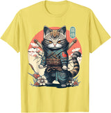 NINJA KITTEN WARRIORS Japanese Samurai Cat Tattoo, Kawaii Ninja Cat Women, Girls T-Shirt