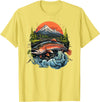 Fishing Graphic Salmon Outdoors Fish T-Shirt - Lemon Yellow