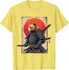 Japanese Samurai Bear Woodblock Art Samurai Brown Bear Ukiyo-e Ink Warrior Art Japanese Bear Art T-Shirt - Lemon Yellow