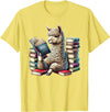 Llama Book Lover Llama Reading Book Reader Bookworm Alpaca Lover T-Shirt - Lemon Yellow