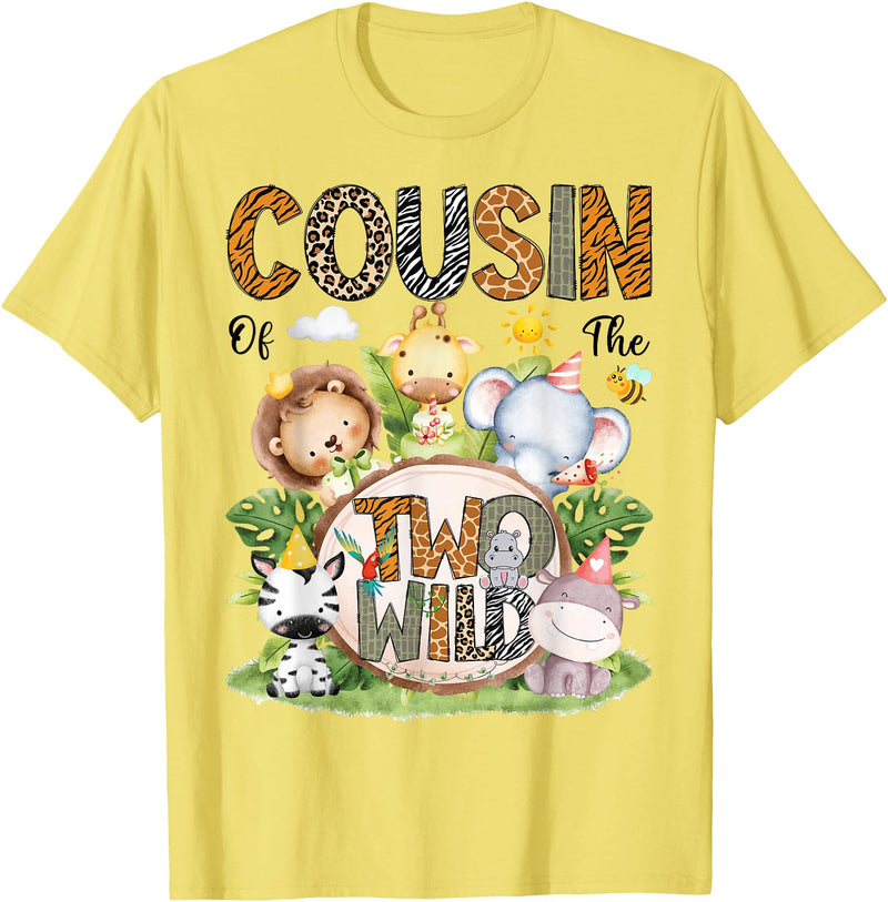 Safari Jungle Animals 2nd Birthday Boy Cousin of The Two Wild Safari Jungle 2nd Birthday Boy T-Shirt - Lemon Yellow