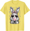 Cute Easter Bunny for Women Pink Rabbit Coquette Girly T-Shirt in Lemon Yellow