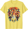 Cool Lions, Astrology And Horoscope Designs Lion Colourful Lion from Africa King of Animals Polygon T-Shirt - Lemon Yellow