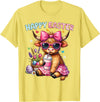 Farm Animal Highland Cow easter Gifts Happy Easter Day Highland Cow Cute Holiday Bunny Women Kids T-Shirt - Lemon Yellow