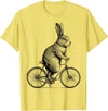 Rabbit on a Bike Bunny Bicycle Cycing Biking Men Women Kids T-Shirt in Lemon Yellow