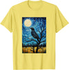 Bird Designs. Magpie Crow Raven Bird Van Gogh Style Starry Night Graphic T-Shirt - Lemon Yellow