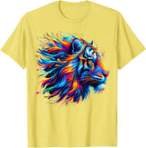 Funny Lion lover Gifts Colorful Lion T-Shirt - Lemon Yellow