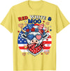Cow American Flag 4th of July Fireworks Farmer Patriotic Cow USA Flag 4th of July Red and White and Moo T-Shirt - Lemon