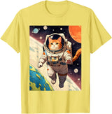HAPPY DAWG - ARTS Astronaut Cat - Funny Space Cat Japanese Retro Kawaii Cute T-Shirt