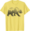 Dramabite Bear Double Exposure Surreal Wild Animals T-Shirt - Lemon Yellow