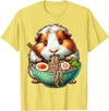 Cute Guinea Pig Gifts Guinea Pig Eating Ramen Japanese Noodles T-Shirt - Lemon Yellow