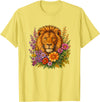 Cute and Funny Lions Graphic Designs. Lion Flower Floral Cute Men Women Kids T-Shirt - Lemon Yellow