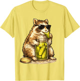 Pickle Munching Guinea Pig Designs Funny Guinea Pig Pickle Lover T-Shirt - Lemon Yellow