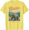 Glacier National Park Montana USA Outdoor Vintage Glacier National Park Retro T-Shirt - Lemon Yellow