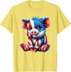 Patriotic Animal Art Collection Red White and Blue Baby Pig T Shirt T-Shirt - Lemon Yellow