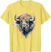 Safari Animal Art Buffalo Portrait Colorful Splash Artwork Wildlife Bison T-Shirt - Lemon Yellow