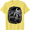 Midnight Woodland Rabbit Art Apparel Graphic Tees Creepy Black Rabbits Moonlit Forest Gothic Horror Halloween T-Shirt -