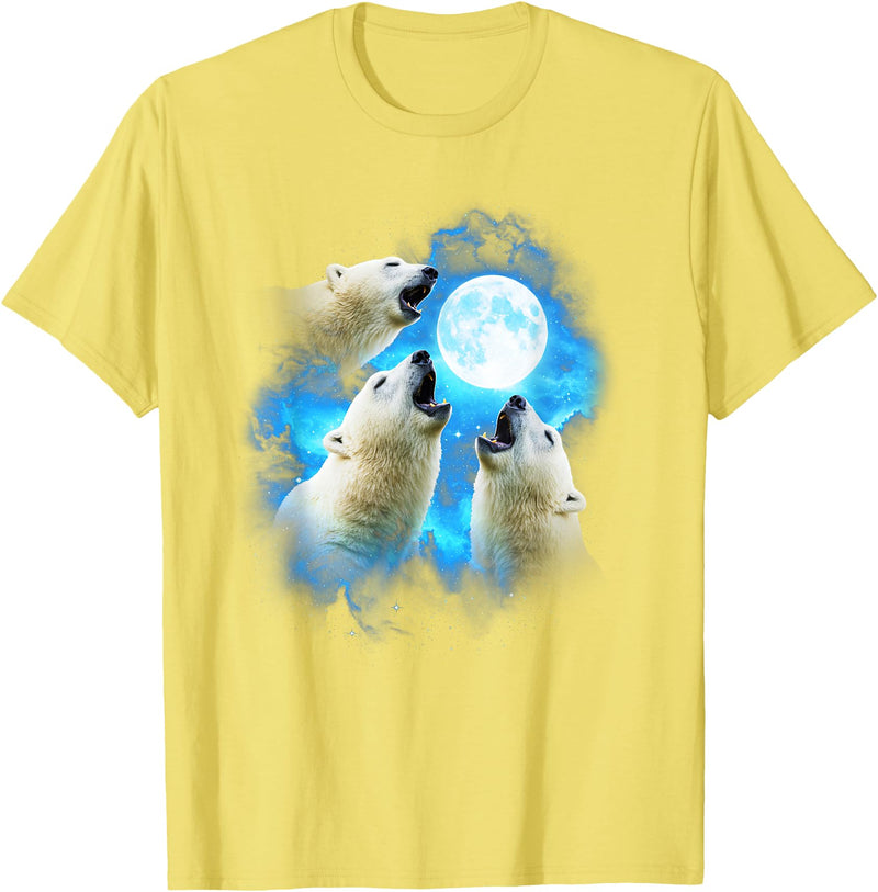 Animals howling blue 3 Polar Bear Howling at the Moon Colorful Blue T-Shirt - Lemon Yellow