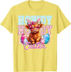 Highland Cow Easter Cute Western Farm Apparel Howdy Easter Cute Highland Cow Bunny Ears Western Easter T-Shirt - Lemon Yellow