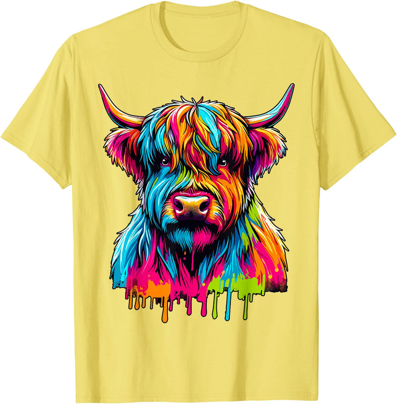 Cute Highland Cow Gifts Colorful Highland Cow T-Shirt - Lemon Yellow