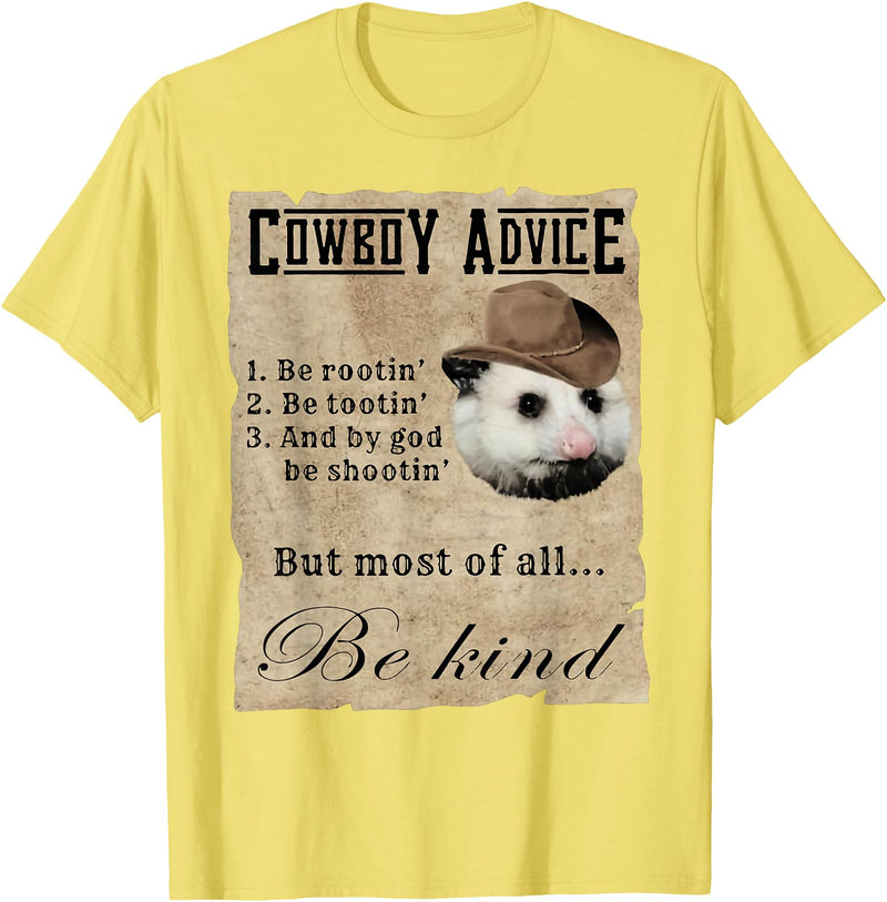 Cowboy Advice Funny Apparel Cowboy Advice Be Rootin' Be Tootin' And By God Be Shootin' T-Shirt - Lemon Yellow
