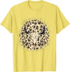 Funny Leopard Cow Skull designs Funny Leopard Cow Skull print Flower Rustic Turquoise T-Shirt - Lemon Yellow