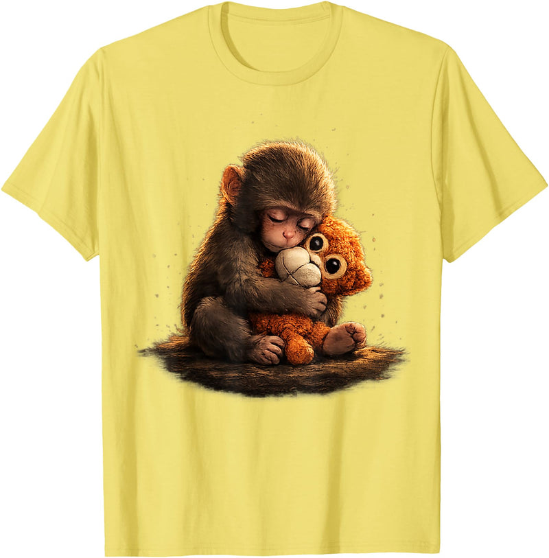 CONLEE Cute Baby Monkey Punch Viral Zoo Japan Design T-Shirt - Lemon Yellow