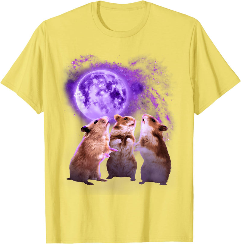Hamsters Howling at The Moon Shirt - Funny Hamster T-Shirt - Lemon Yellow